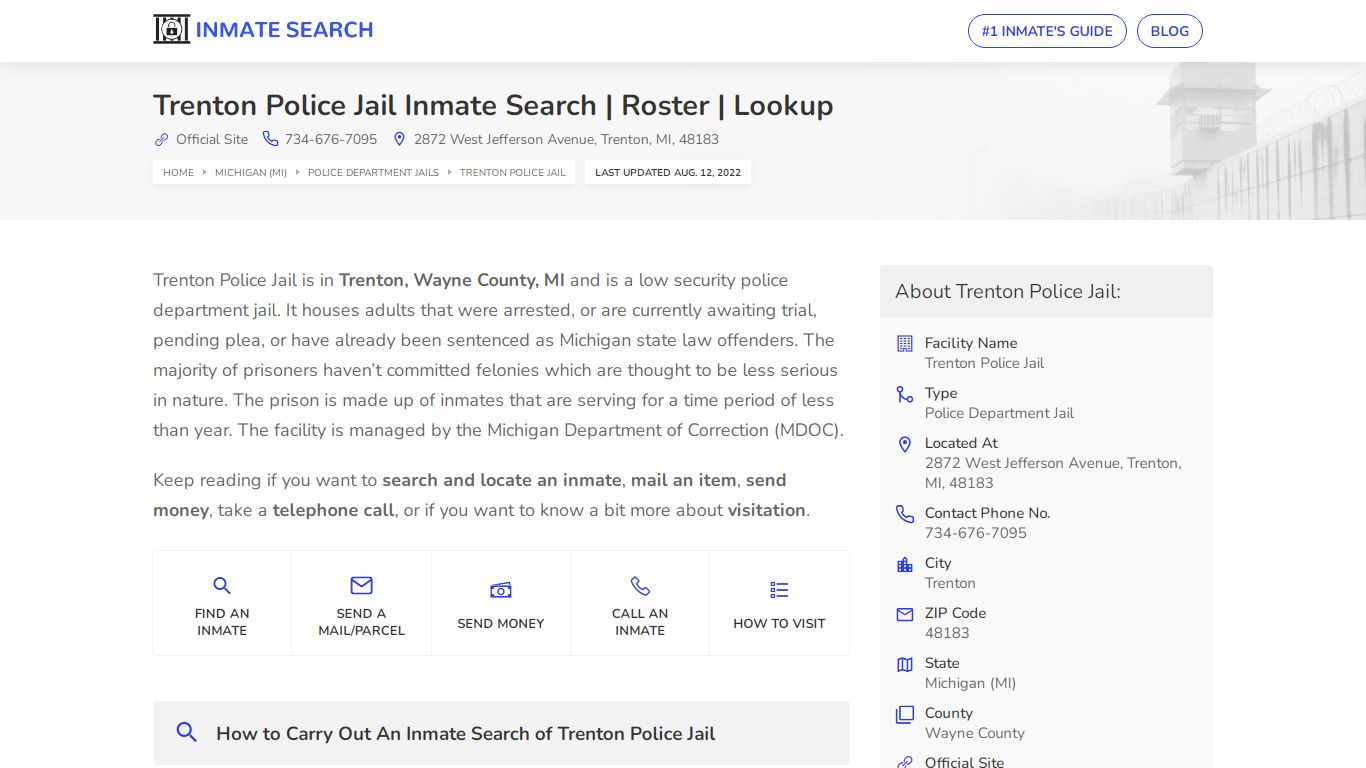 Trenton Police Jail Inmate Search | Roster | Lookup
