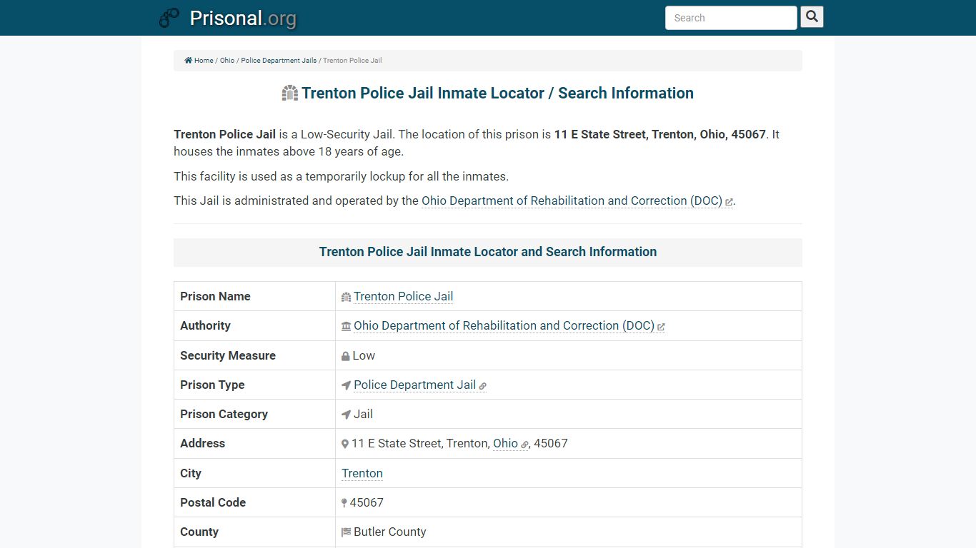 Trenton Police Jail-Inmate Locator/Search Info, Phone, Fax ...